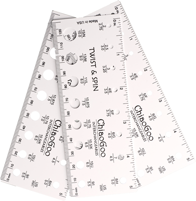 картинка Лінійка ChiaoGoo зі шкалою розмірів спиць 13см арт. 1091-5